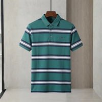 Men's Teal Horizontal Stripe Polo Shirt