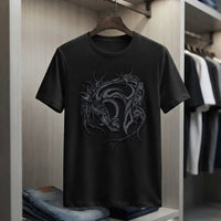 Men's White Gothic Horse Graphic Crew Neck T-Shirt