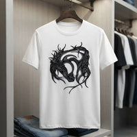 Men's White Gothic Horse Graphic Crew Neck T-Shirt