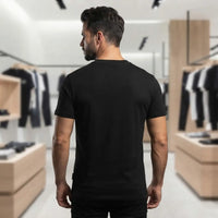 Men's Black Script Logo Embroidered Crew Neck T-Shirt