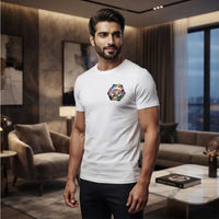 Men's White Floral Crest Graphic Crew Neck T-Shirt