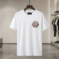Men's White Floral Crest Graphic Crew Neck T-Shirt