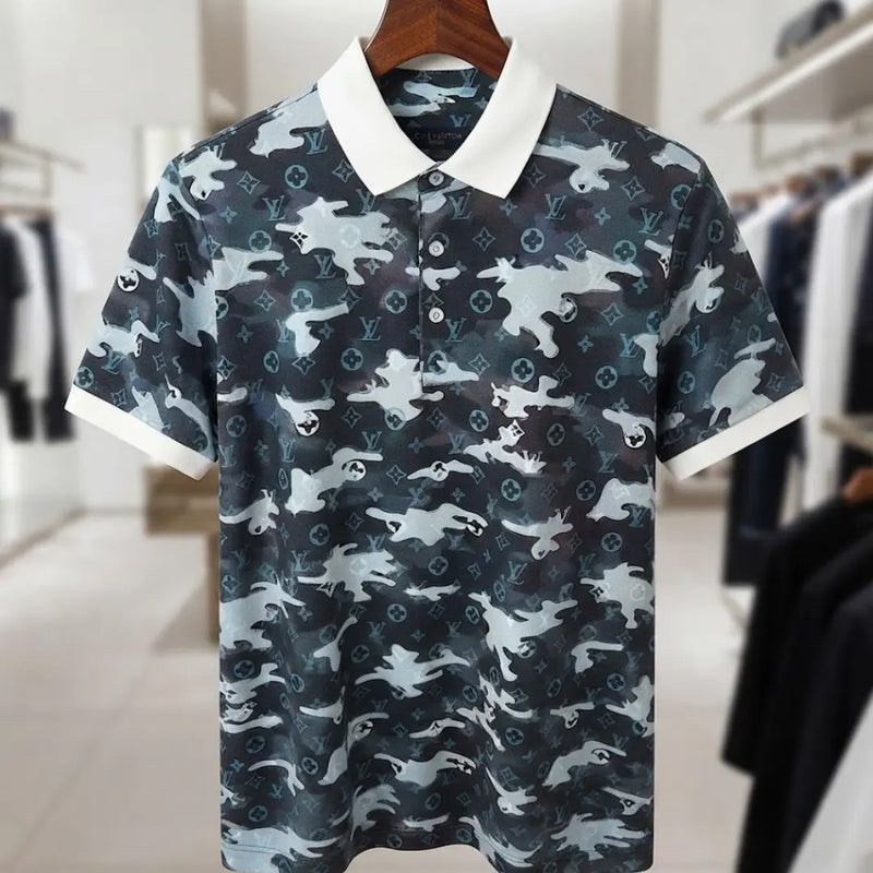 Louis Vuitton Monogram Camouflage Print Short-Sleeved Polo Shirt