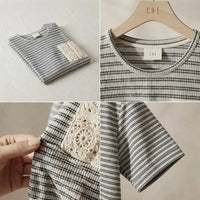 Men's Striped Knit T-Shirt with Crochet Chest Pocket