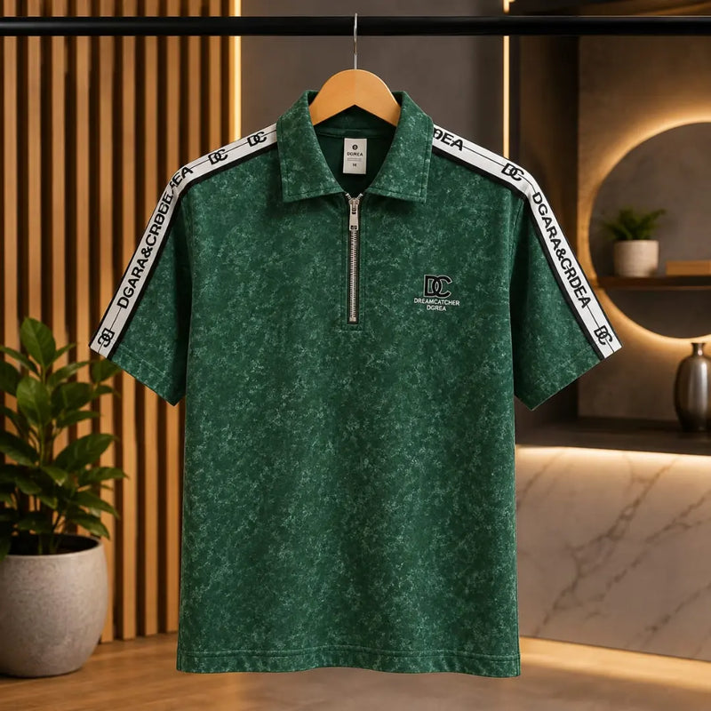 Dolce & Gabbana Side-Tape Half-Zip Polo