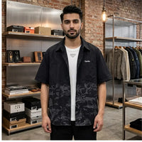 Black Floral Printed Open-Front Short-Sleeve Shirt view 2