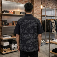 Black Floral Printed Open-Front Short-Sleeve Shirt view 3