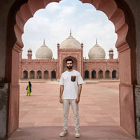Men's White Luxe Patch Pocket T-Shirt view 2