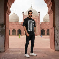 Men's Classic Black Distressed OFF Graphic T-Shirt view 2