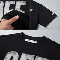 Men's Classic Black Distressed OFF Graphic T-Shirt view 4
