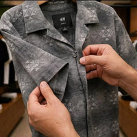 Men's Charcoal Grey Geometric Resort Shirt view 4