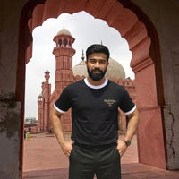 Men's Premium Black Contrast Trim Graphic T-Shirt view 2