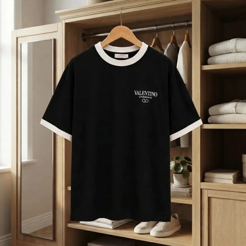 Men's Premium Black Contrast Trim Graphic T-Shirt