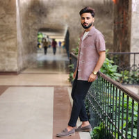 Mauve Contour Print Casual Shirt view 2