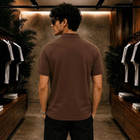 Men's Premium Chocolate Brown Tipped Collar Polo Shirt