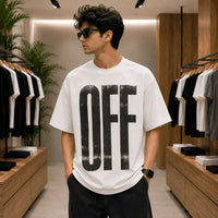 Men's Classic White Distressed OFF Graphic T-Shirt