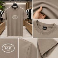 Men's Signature Logo Print Taupe T-Shirt