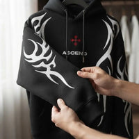 ASCEND Tribal Flame Graphic Heavyweight Black Hoodie view 4