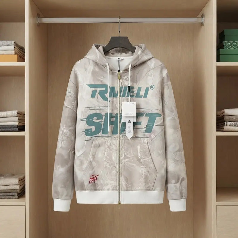 Rmiell Shift Graphic Print Zip-Up Hoodie