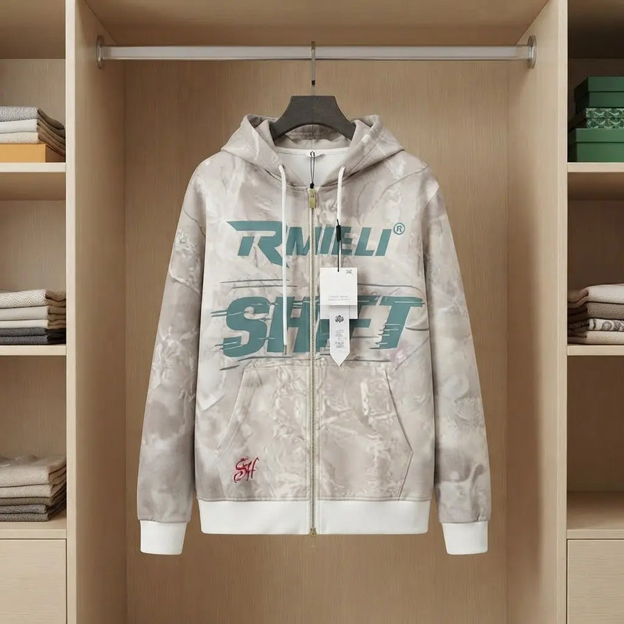 Rmiell Shift Graphic Print Zip-Up Hoodie