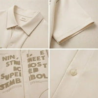 Men's Premium Cream Graphic Print Short-Sleeve Polo Shir view 4