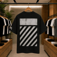 Men's Urban Black Distressed Stripe Graphic T-Shirt