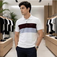 Men's Modern Color Block Cotton Polo Shirt