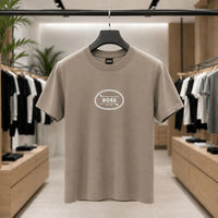Men's Signature Logo Print Taupe T-Shirt