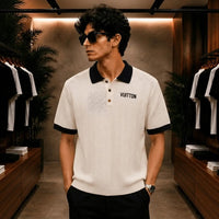 Premium Textured Contrast Collar Polo Shirt