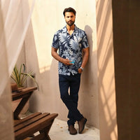 Midnight Tropical Leaf Print Shirt view 2