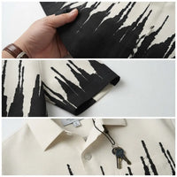 Black and White Abstract Brush Stroke Print Shirt view 4