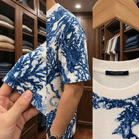 Indigo Abstract Graphic Oversized T-Shirt view 4