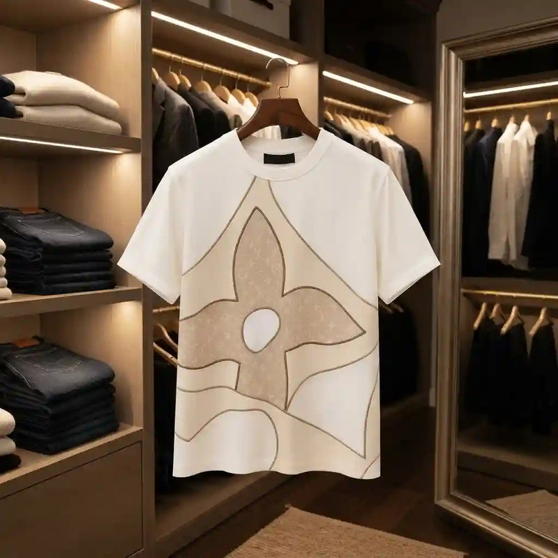 Men's Premium Cream Floral Graphic Print T-Shirt