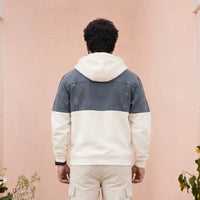 Men’s Blue & Cream Color-Block Full-Zip Hoodie view 4