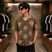 Cocoa Leaf Print Casual Shirt