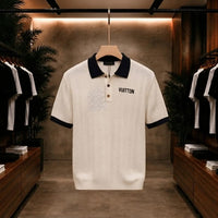 Premium Textured Contrast Collar Polo Shirt