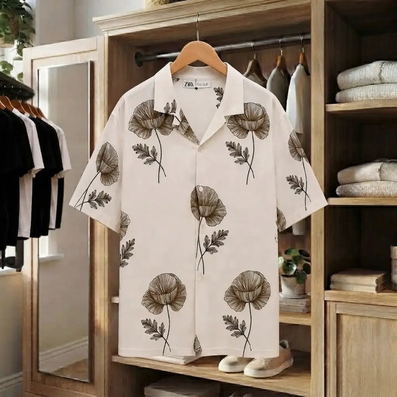 Men's Floral Print Short-Sleeve Resort Shirt