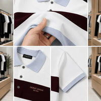 Men's Modern Color Block Cotton Polo Shirt