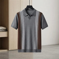 Retro Contrast Stripe Knit Polo Shirt view 7