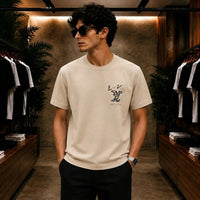 Men's Premium Cream Graphic Print Cotton T-Shirt