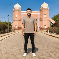 Men's Signature Logo Print Taupe T-Shirt view 2