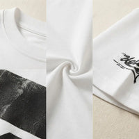 Men's Urban White Distressed Stripe Graphic T-Shirt view 4