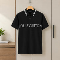 Men's White Contrast Collar Logo Graphic Polo Shirt view 5