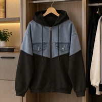 Men’s Blue & Cream Color-Block Full-Zip Hoodie view 2