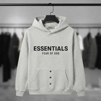 Fear of God Essentials Grey Button-Pocket Fleece Hoodie view 1