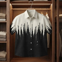 Black and White Abstract Brush Stroke Print Shirt view 1