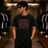Barbed Skull Graphic Black Oversized T-Shirt