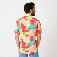 Men's Colorful Geometric & Shape Pattern Button-Down Summer Shirt view 3