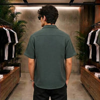 Deep Teal Textured Casual Shirt