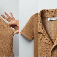 ZARA Premium Open Weave Casual Polo Shirt view 4